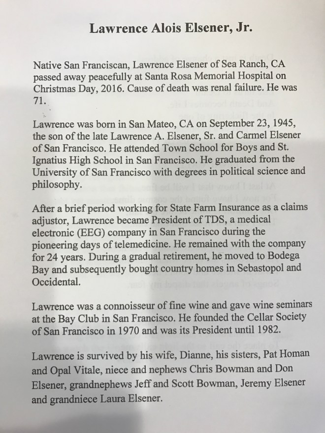 Larry Elsener Memorial back cover